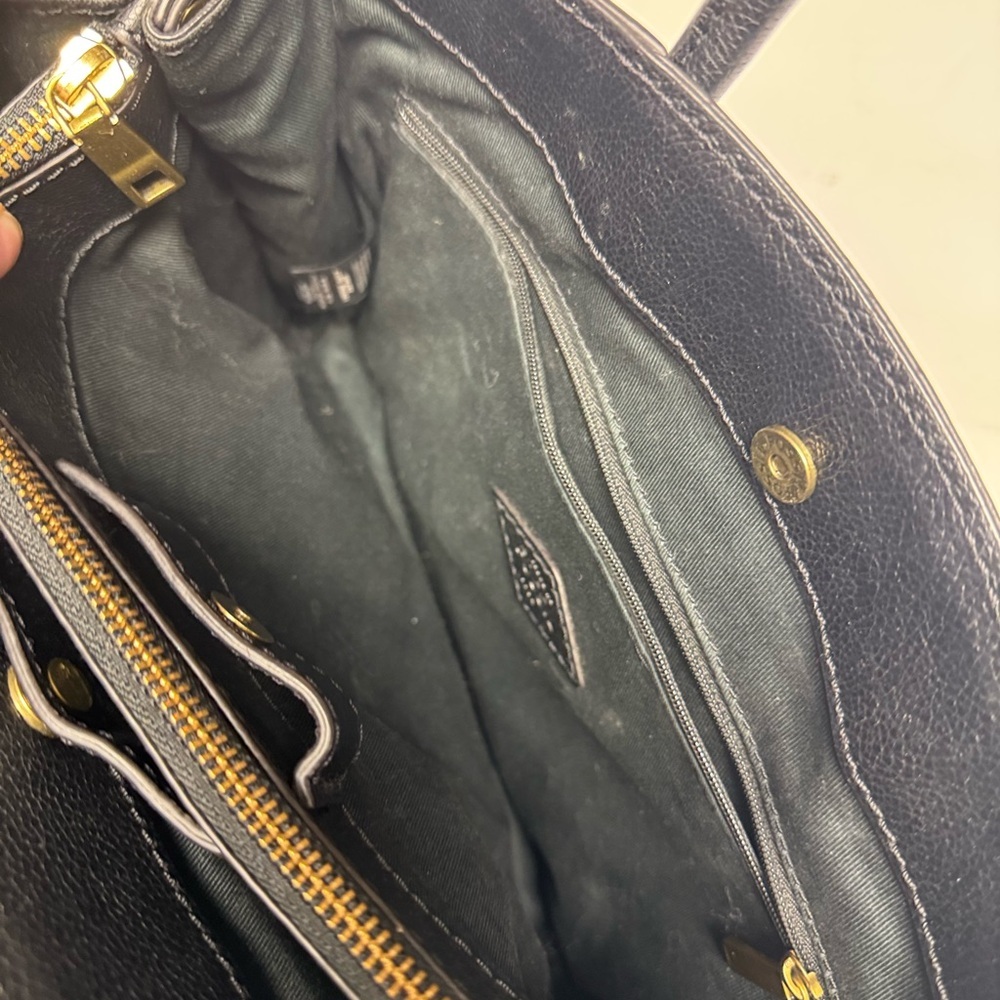 Fossil Black Leather Satchel with Gold Hardware - Picture 10 of 12